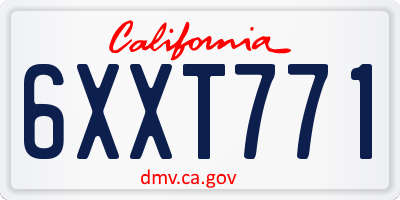 CA license plate 6XXT771