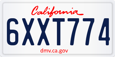 CA license plate 6XXT774