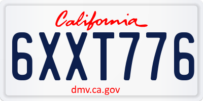 CA license plate 6XXT776