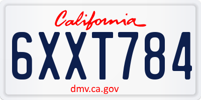 CA license plate 6XXT784