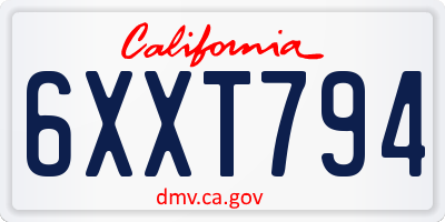 CA license plate 6XXT794