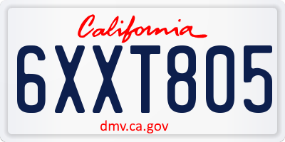 CA license plate 6XXT805