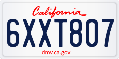 CA license plate 6XXT807