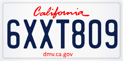 CA license plate 6XXT809