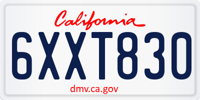 CA license plate 6XXT830