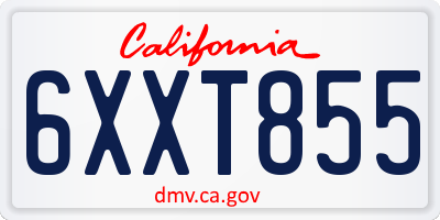 CA license plate 6XXT855