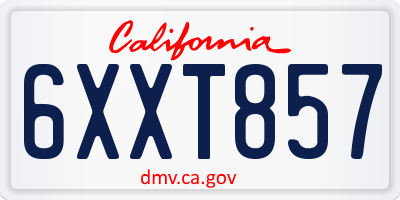 CA license plate 6XXT857