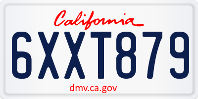 CA license plate 6XXT879