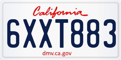 CA license plate 6XXT883