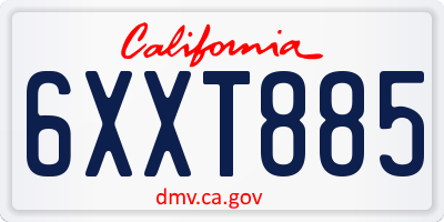 CA license plate 6XXT885