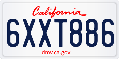CA license plate 6XXT886