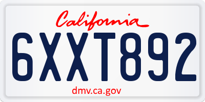 CA license plate 6XXT892
