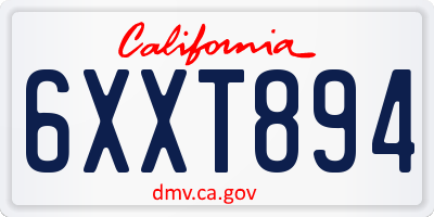 CA license plate 6XXT894