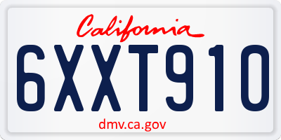 CA license plate 6XXT910