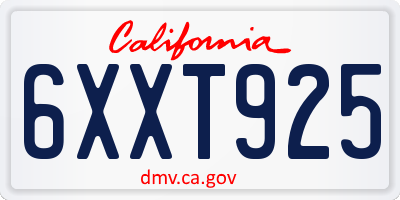 CA license plate 6XXT925