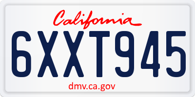 CA license plate 6XXT945