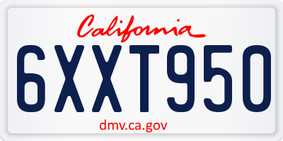 CA license plate 6XXT950