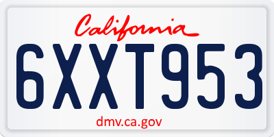 CA license plate 6XXT953