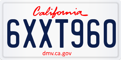 CA license plate 6XXT960