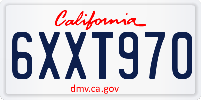 CA license plate 6XXT970
