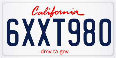CA license plate 6XXT980