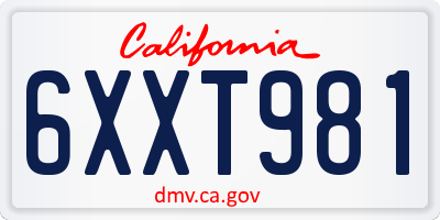 CA license plate 6XXT981