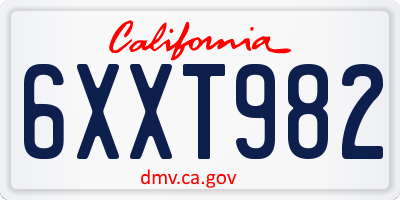 CA license plate 6XXT982