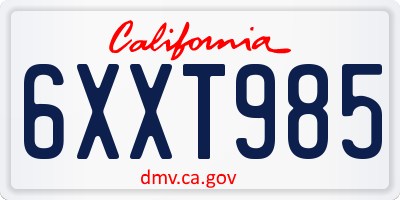 CA license plate 6XXT985