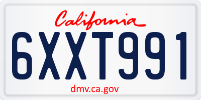 CA license plate 6XXT991