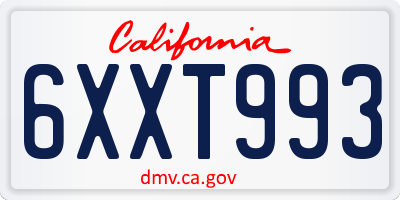 CA license plate 6XXT993