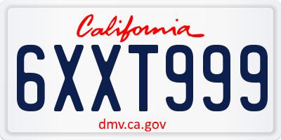 CA license plate 6XXT999