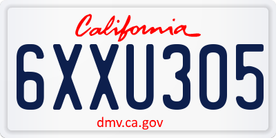 CA license plate 6XXU305