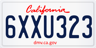 CA license plate 6XXU323