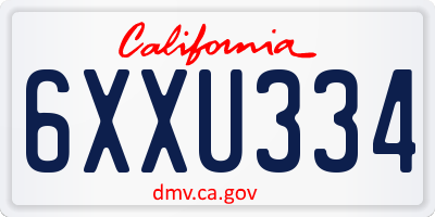 CA license plate 6XXU334