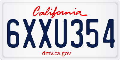 CA license plate 6XXU354