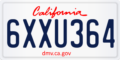 CA license plate 6XXU364