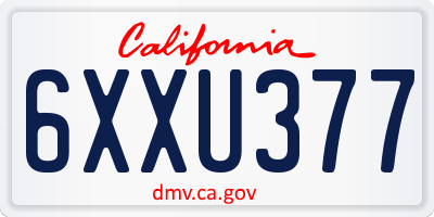 CA license plate 6XXU377
