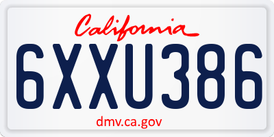 CA license plate 6XXU386