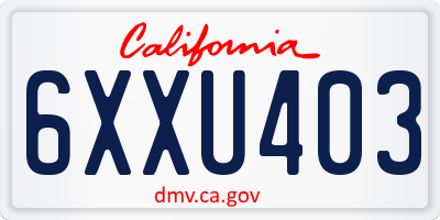CA license plate 6XXU403
