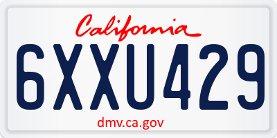 CA license plate 6XXU429