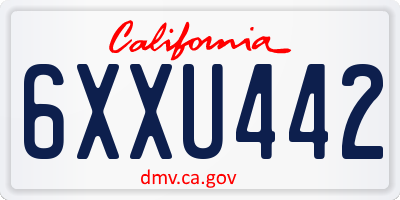CA license plate 6XXU442
