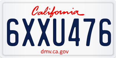 CA license plate 6XXU476
