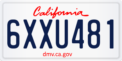 CA license plate 6XXU481