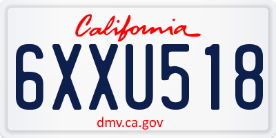 CA license plate 6XXU518