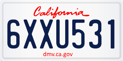 CA license plate 6XXU531