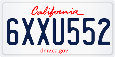 CA license plate 6XXU552