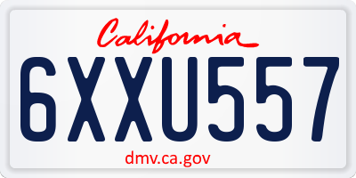 CA license plate 6XXU557