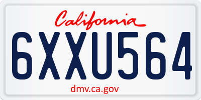 CA license plate 6XXU564