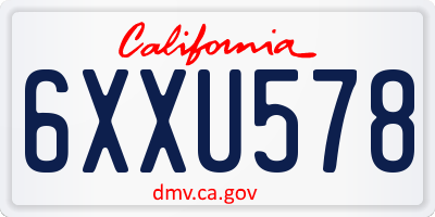 CA license plate 6XXU578
