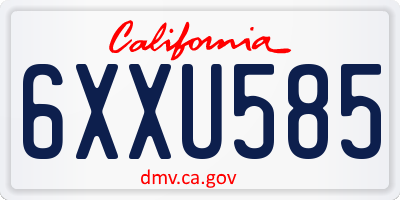 CA license plate 6XXU585
